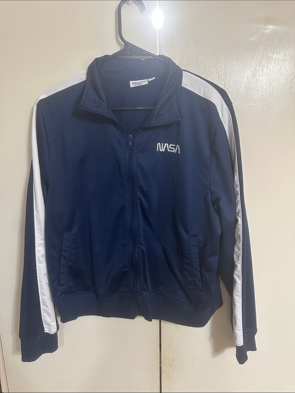 Miche Navy and White Track Bomber Jacket